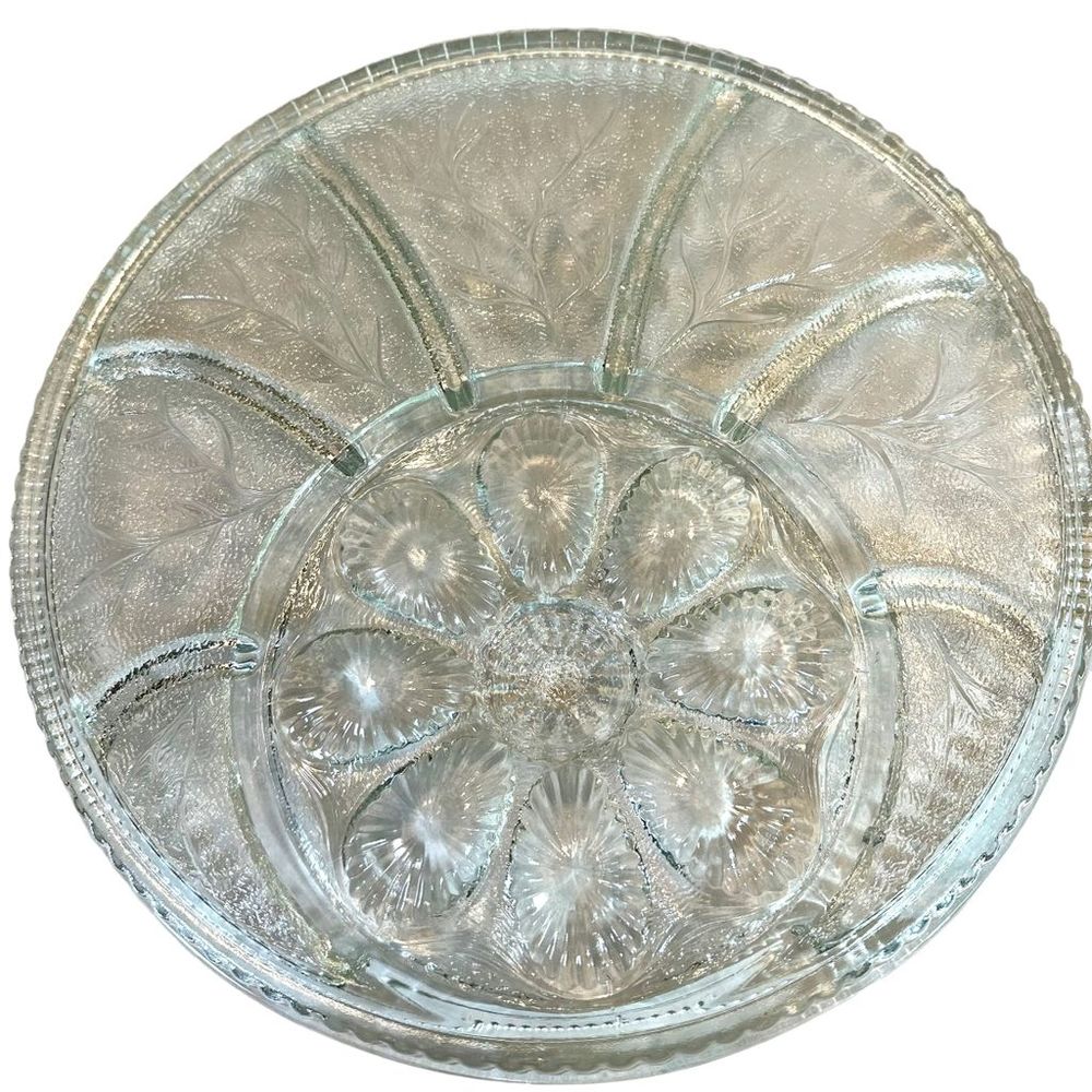 Indiana Glass Clear Pebble Leaf, Tree of life, Deviled Egg, Serving Tray…